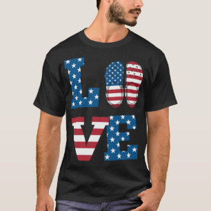 Amerikaanse Vlag Liefde Krok Amerikaanse Vlag 4 ju T-shirt