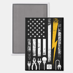 Amerikaanse Vlag Lijnwerker Elektromonteur Bliksem Magneet