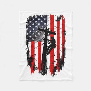 Amerikaanse vlag lijnwerker patriottische elektric fleece deken
