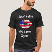 Amerikaanse vlag Lips Girl houdt van Texas T-shirt (Voorkant)