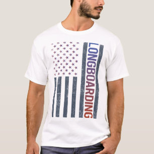 Amerikaanse Vlag Longboarden Longboard Longboarder T-shirt