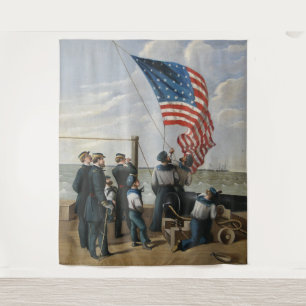 Amerikaanse Vlag Marine Schilderkunst Wandkleed