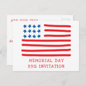 Amerikaanse vlag - Memorial Day BBQ uitnodiging (Voorkant / Achterkant)