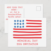 Amerikaanse Vlag - Memorial Day BBQ-uitnodiging Briefkaart (Voorkant / Achterkant)