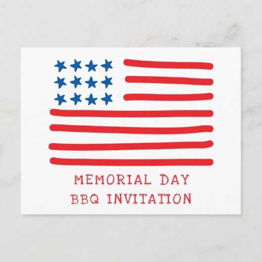 Amerikaanse Vlag - Memorial Day BBQ-uitnodiging Briefkaart (Voorkant)