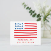 Amerikaanse Vlag - Memorial Day BBQ-uitnodiging Briefkaart (Staand voorkant)
