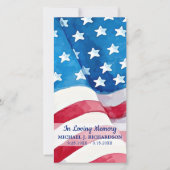 Amerikaanse vlag Memorial Prayer Kaart Funeral Bla (Voorkant)
