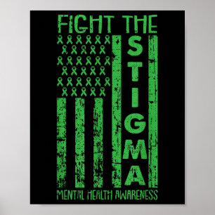 Amerikaanse vlag Mental Health Awareness Green Poster