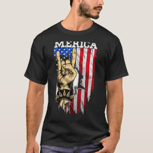 Amerikaanse vlag merica rocknaam vierde jul t-shirt