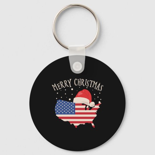 Amerikaanse vlag Merry kerstdesign Sleutelhanger (Voorkant)