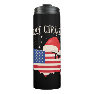 Amerikaanse vlag Merry kerstdesign Thermosbeker