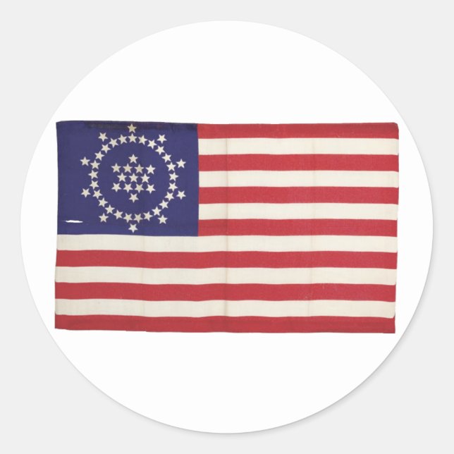 Amerikaanse vlag met 48 sterren kruiper ronde sticker (Voorkant)