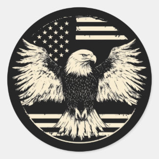 Amerikaanse vlag met adelaar ronde sticker