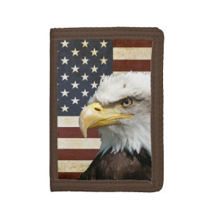  Amerikaanse vlag met Amerikaanse adelaar Drievoud Portemonnee
