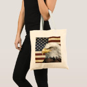 Amerikaanse vlag met Amerikaanse Bald Eagle Tote Bag (Voorkant (product))
