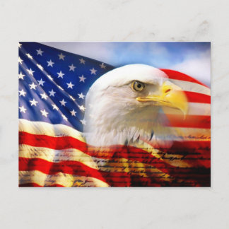 Amerikaanse vlag met Bald Eagle Briefkaart