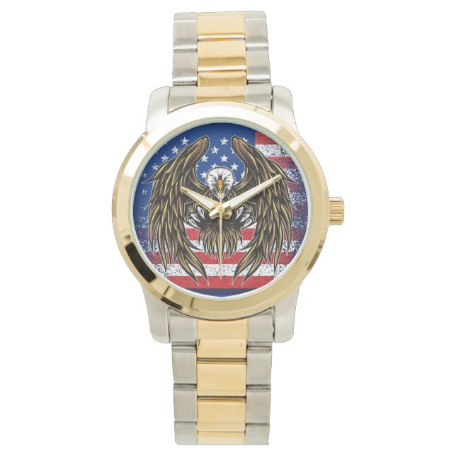 Amerikaanse vlag met Bald Eagle Horloge (Voorkant)