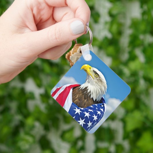 Amerikaanse vlag met Bald Eagle Sleutelhanger (Hand)