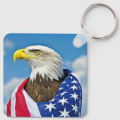 Amerikaanse vlag met Bald Eagle Sleutelhanger (Achterkant)