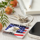 Amerikaanse vlag met Bald Eagle Sleutelhanger (Voorkant Rechts)