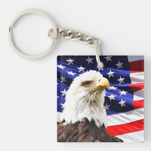 Amerikaanse vlag met Bald Eagle Sleutelhanger (Voorkant)