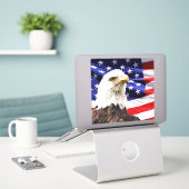 Amerikaanse vlag met Bald Eagle Sticker (Laptop op bureau)