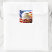 Amerikaanse vlag met Bald Eagle Vierkante Sticker (Tas)