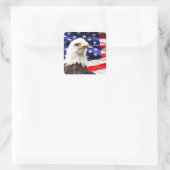 Amerikaanse vlag met Bald Eagle Vierkante Sticker (Tas)