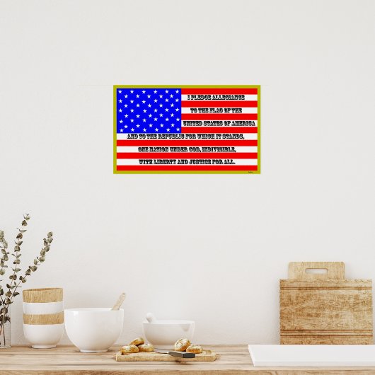 Amerikaanse vlag met belofte van trouw poster (Keuken)
