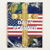 Amerikaanse vlag met Cross en Earth HAMbWG Planner (Voorkant)