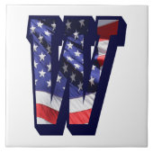 Amerikaanse vlag met de titel "W" Grote-fotokerami Tegeltje (Voorkant)
