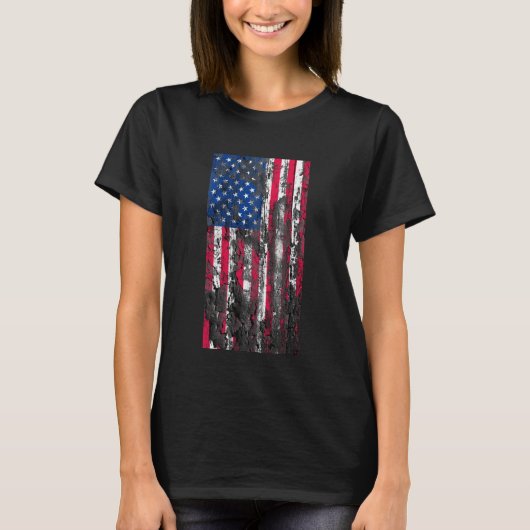Amerikaanse vlag met de vlag Faded als vierde van  T-shirt (Voorkant)