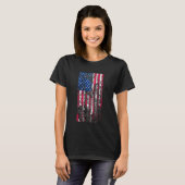 Amerikaanse vlag met de vlag Faded als vierde van  T-shirt (Voorkant volledig)