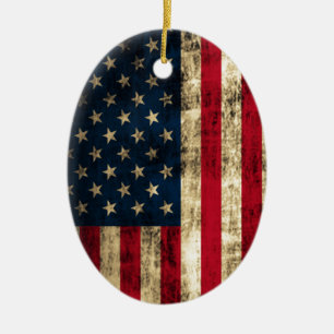 Amerikaanse vlag met drukke grap keramisch ornament