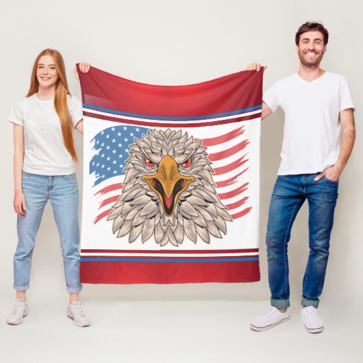 Amerikaanse vlag met Eagle Fleece Blanket Deken (In situ)
