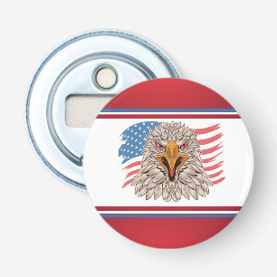 Amerikaanse vlag met een adelaar button flesopener