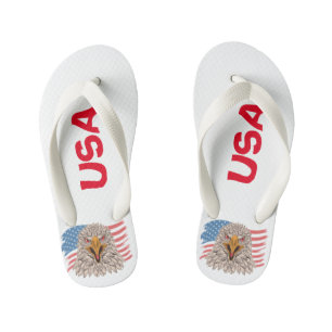 Amerikaanse vlag met een Eagle-Teenslipper Kinder Teenslippers
