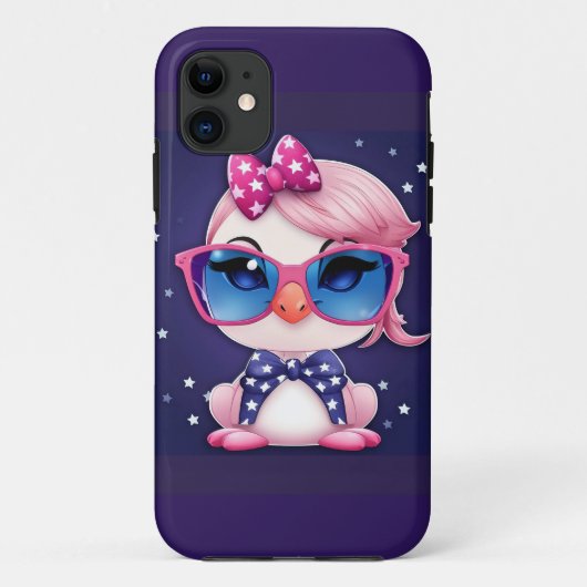 Amerikaanse vlag met Flamingo Cartoon-14484 Case-Mate iPhone Case (Achterkant)