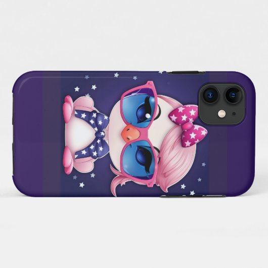 Amerikaanse vlag met Flamingo Cartoon-14484 Case-Mate iPhone Case (Achterkant (horizontaal))