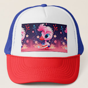 Amerikaanse vlag met Flamingo Cartoon-69216 Trucker Pet