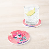 Amerikaanse vlag met Flamingo Cartoon-69217 Zandsteen Onderzetter (Zijkant)