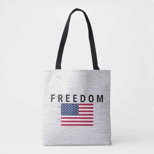 Amerikaanse vlag met Freedom Tekst op berk Draagtas (Voorkant)
