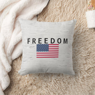 Amerikaanse vlag met Freedom Tekst op berk Kussen
