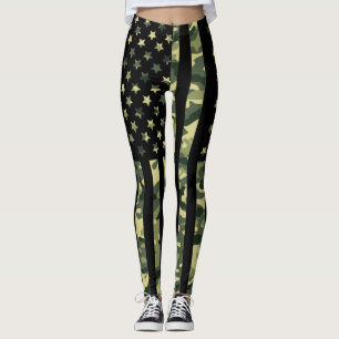 Amerikaanse vlag met groene camo leggings