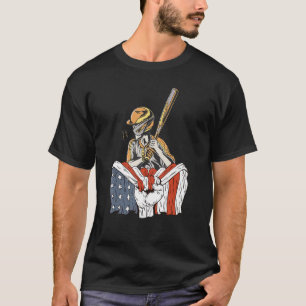 Amerikaanse vlag met honkbalspeler t-shirt