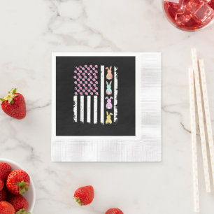 Amerikaanse vlag met konijn voor Pasen Servet