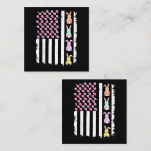 Amerikaanse vlag met konijn voor Pasen Vierkante Visitekaartje