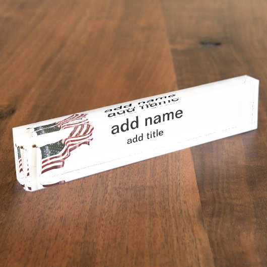 Amerikaanse vlag met kruisingen naambordje (Zijkant)