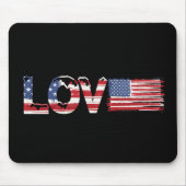 Amerikaanse vlag met liefdestekst muismat (Voorkant)