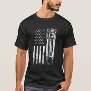 Amerikaanse vlag met motor van auto-pomp grafisch t-shirt